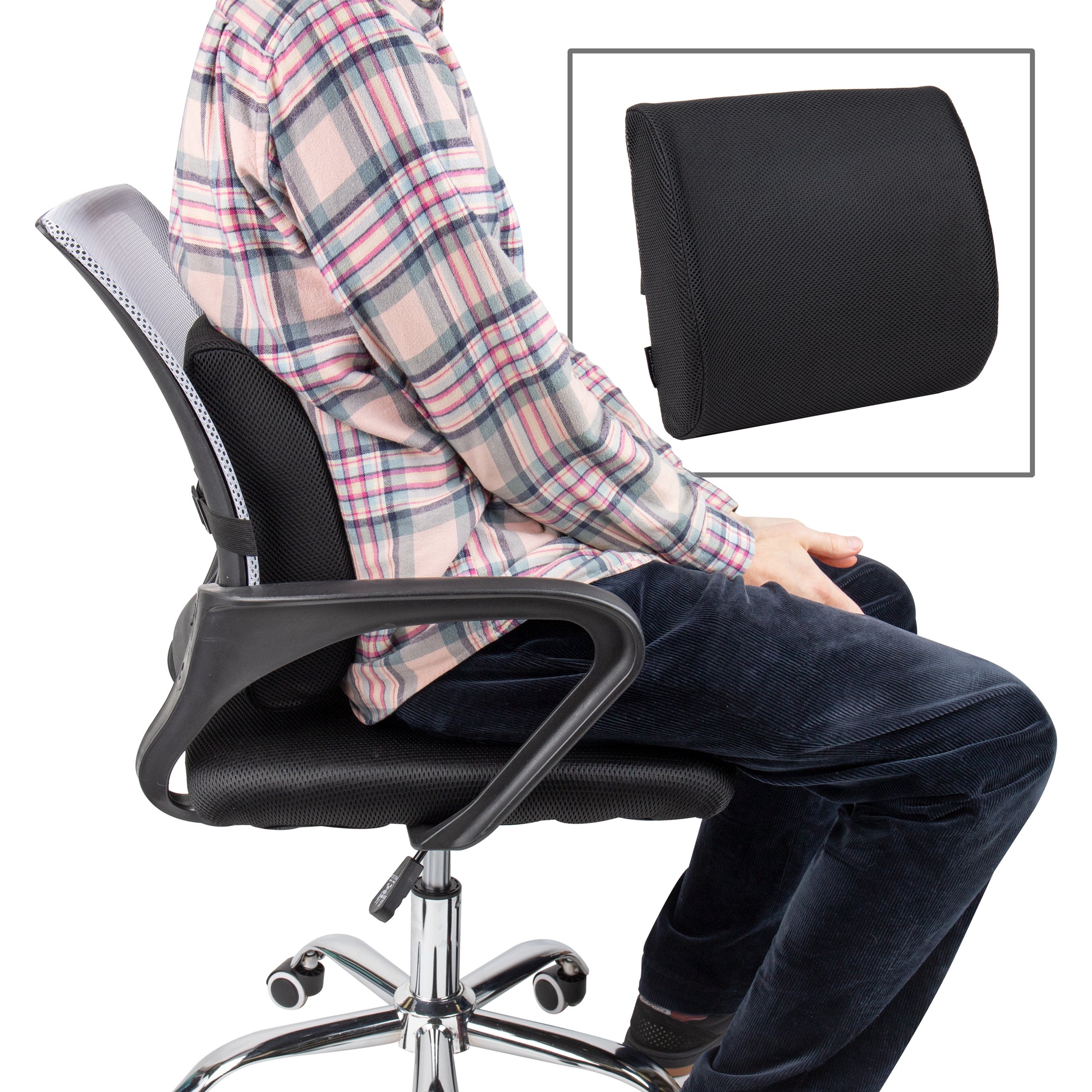Mind Reader Lumbar Support Cushion for Office Chair and Car Seat