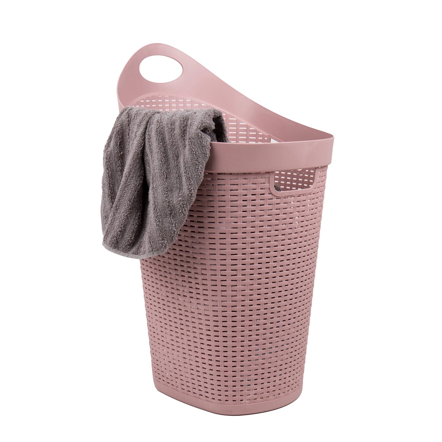 Mind Reader 60L Rolling Laundry Hamper, Clothes Basket, Wheels, Wicker Style, Plastic, 19.5"L x 14.75"W x 29.25"H