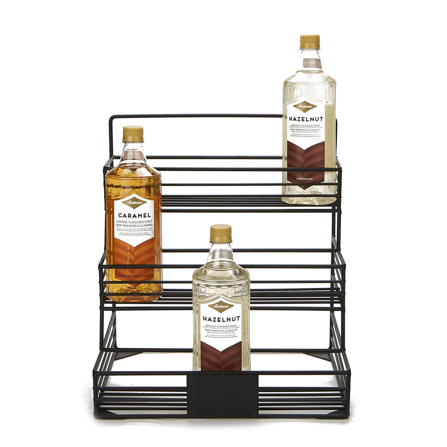 Mind Reader Alloy Collection, Tiered Bottle Stand, Countertop Organizer, Metal, Black