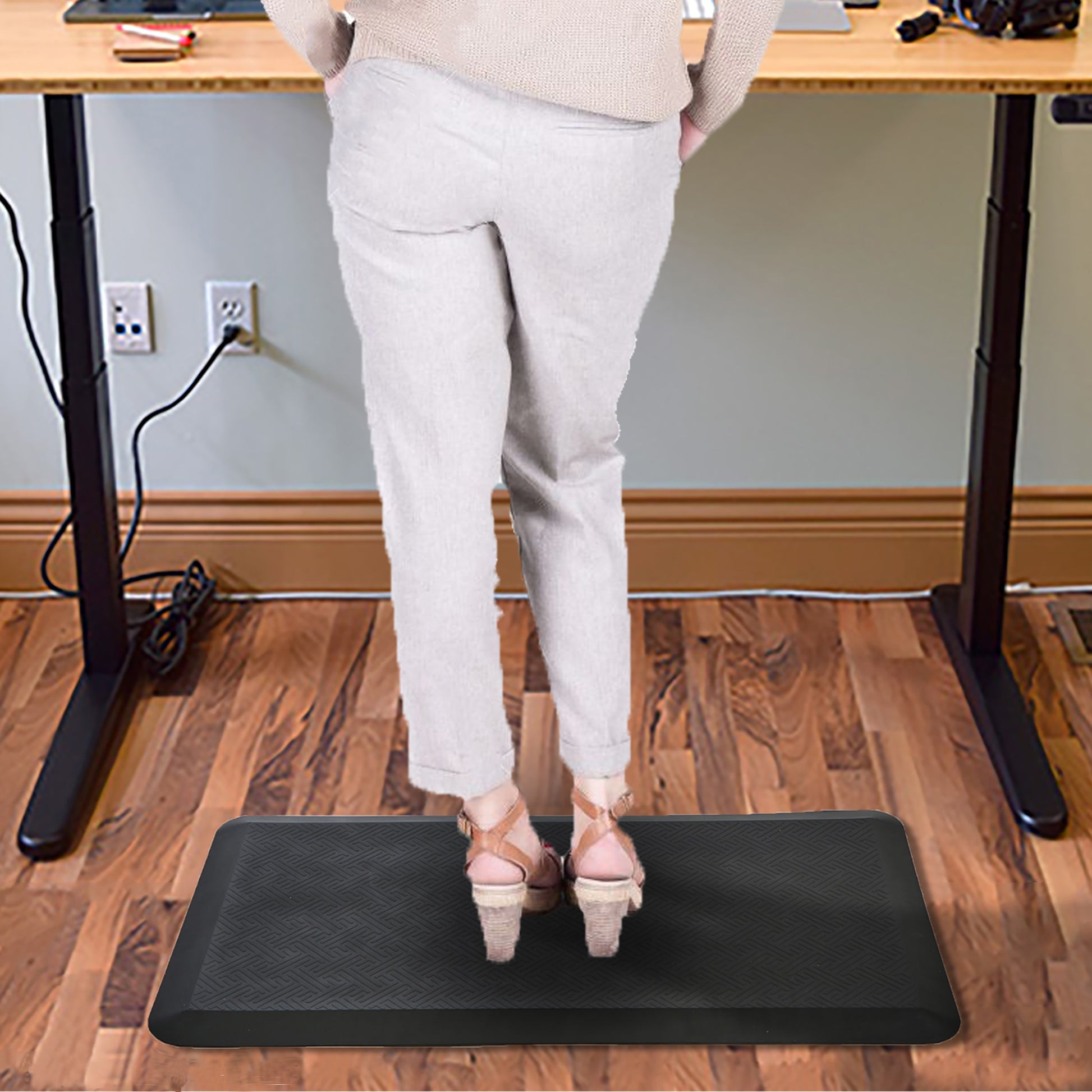 Mind Reader 9-to-5 Collection Anti-Fatigue Standing Desk Mat, 3/4H x  20-1/4W x 39-1/2L, Black
