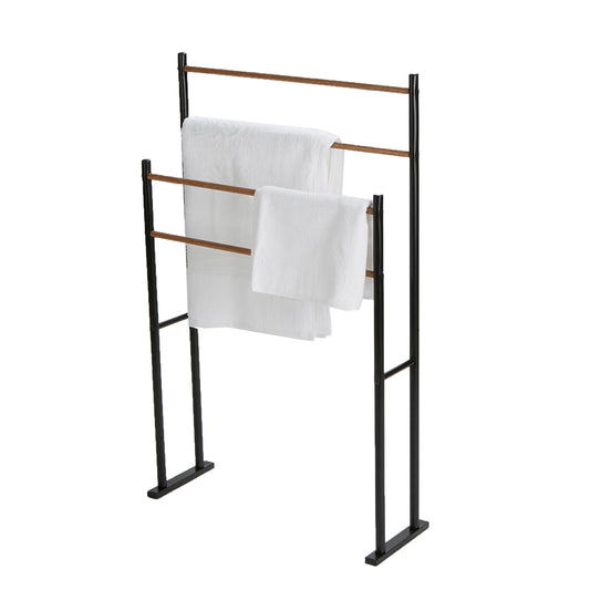 Mind Reader Alloy Collection, 2-Tier Towel Rack with 4 Bars, Drying Stand, Metal, Black